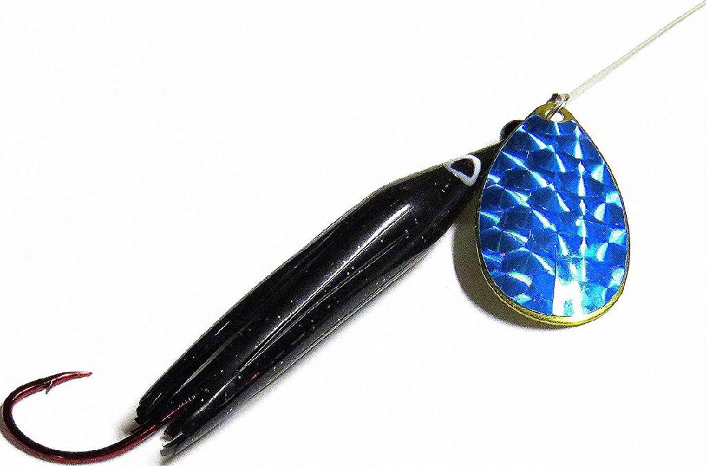 WICKED LURE SPINNER BLACK/BLUE #5 BLADE-6ft LEADER W/1/0 RED GAMA HOOK